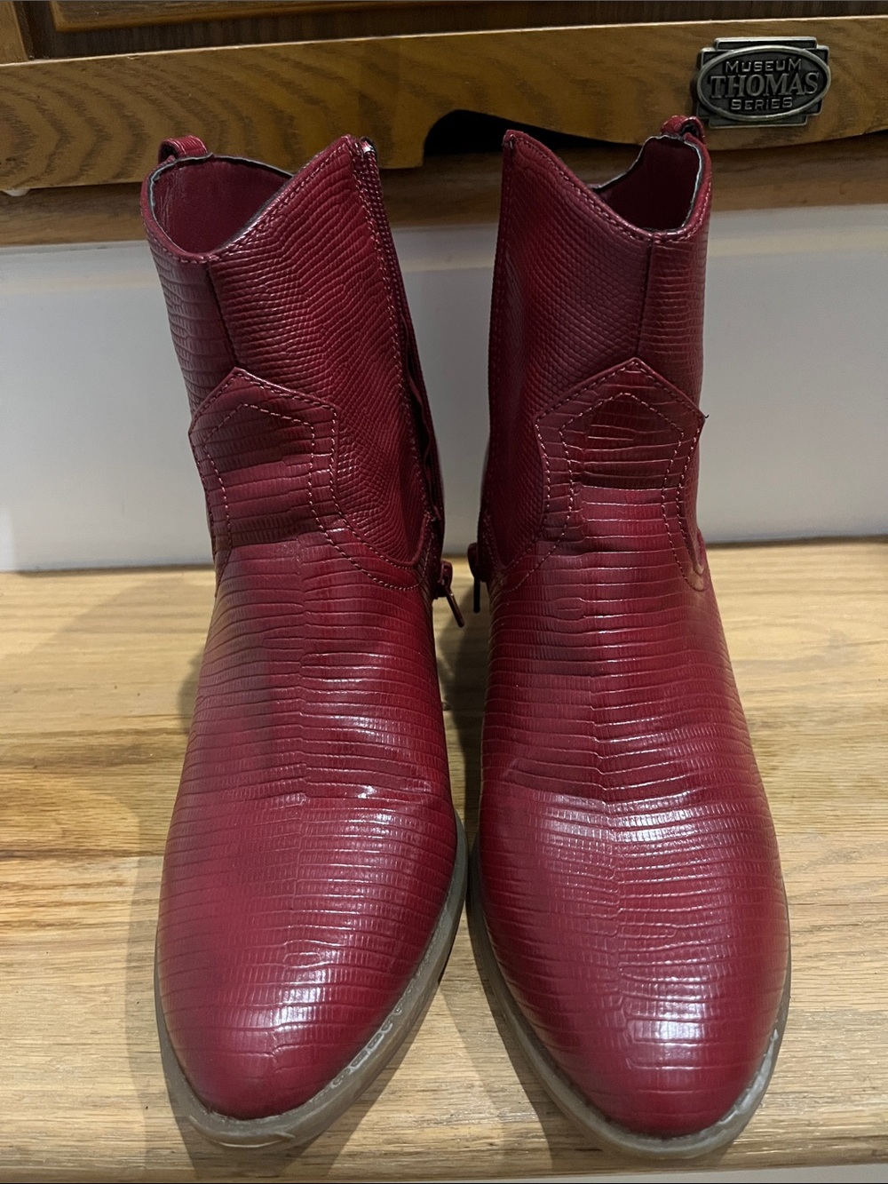 Sugar Women's Burgundy Textured Ankle Booties